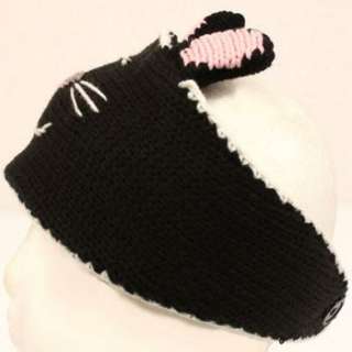   knit Winter Ski Fleece Lined Headband Headwrap Ear Warmer Cute Cat