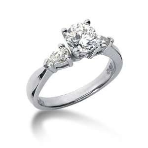  1 Ct Diamond Engagement Ring Round Pear Prong Three Stone 