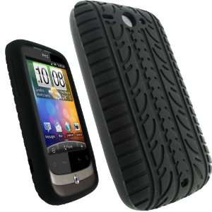  igadgitz Black Silicone Skin Case Cover with Tire Tread 