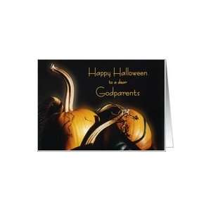 Happy Halloween godparents, Orange pumpkins in basket with shadows and 
