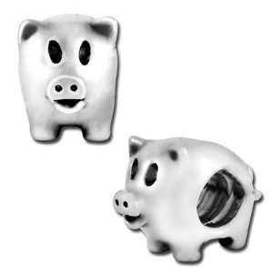  15mm Piggy Bank Large Hole Bead   Rhodium Plated Arts 