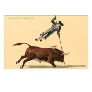  Pole Vaulting over Bull Giclee Poster Print, 32x24