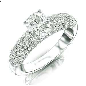   72 Carat Vintage Style Bead Set Diamonds Engagement Ring Jewelry