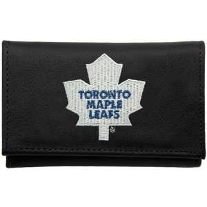 com NHL Toronto Maple Leafs Black Leather Embroidered Tri fold Wallet 