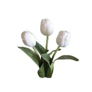  Artificial, White Silk Tulip 20 (Pack of 3 flower stems 