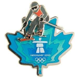  2010 Winter Olympics Aqua Leaf Skier Collectible Pin 