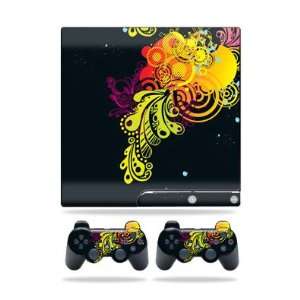   for Sony Playstation 3 PS3 Slim Skins + 2 Controller Skins Flourishes