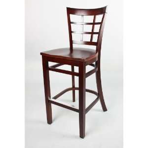  Lattice Back Style Solid Wood Bar Chair   Mahogany Stain 